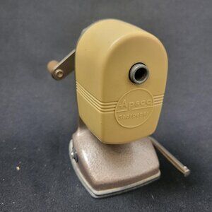 Vintage Berol VacuHold APSCO 1 Hole Pencil Sharpener Hand Crank Desk Mount EUC